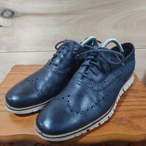 COLE HAAN Men's Size 10 M US Zerogrand Wingtip Oxfords Navy Blue Shoes C23739